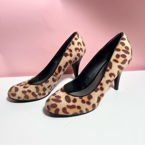 Y2K mcbling indie sleaze fergalicious by fergie leopard pony hair heels